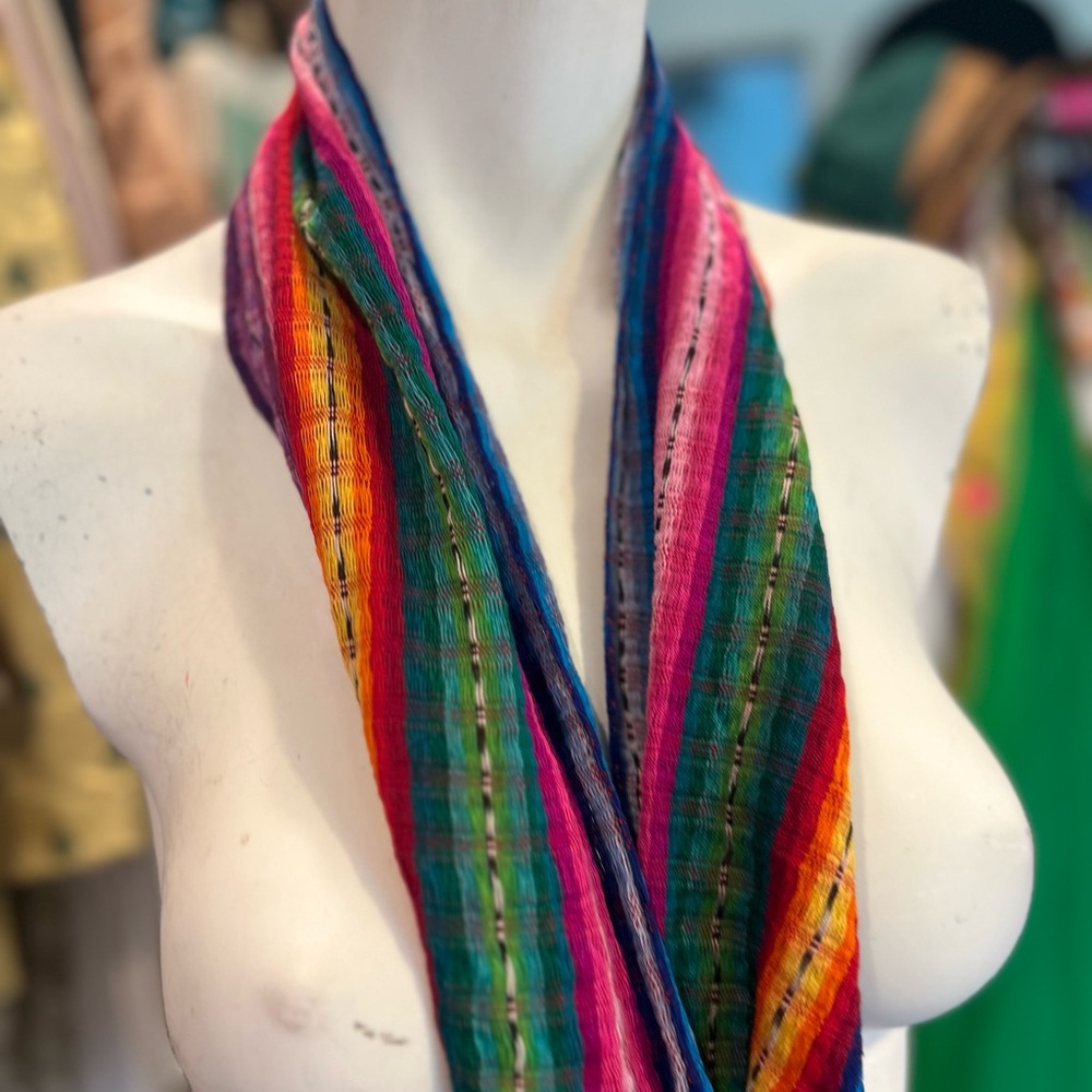 Bright Guatemalan Striped Scarf - Picture 3 of 7